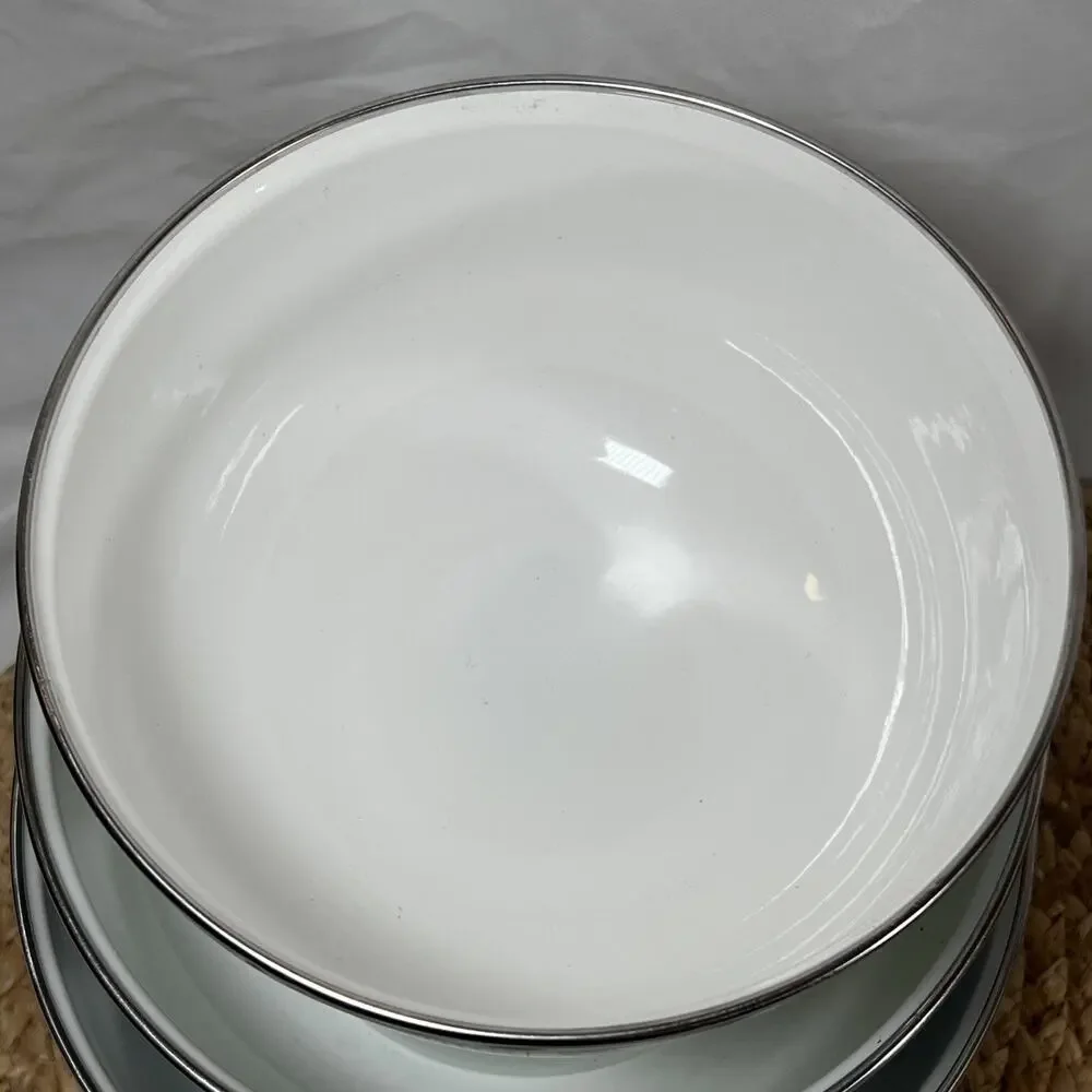 Vintage Baker Hart Stuart Blue Ribbon Goose Enamel Nesting Bowls Set of 3 B & D